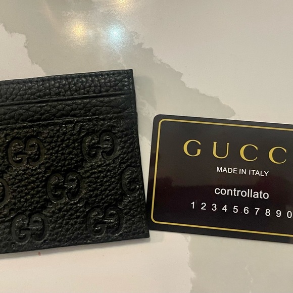 Gucci black Micro Guccisimma embossed leather men’s wallet NEW - Picture 1 of 5